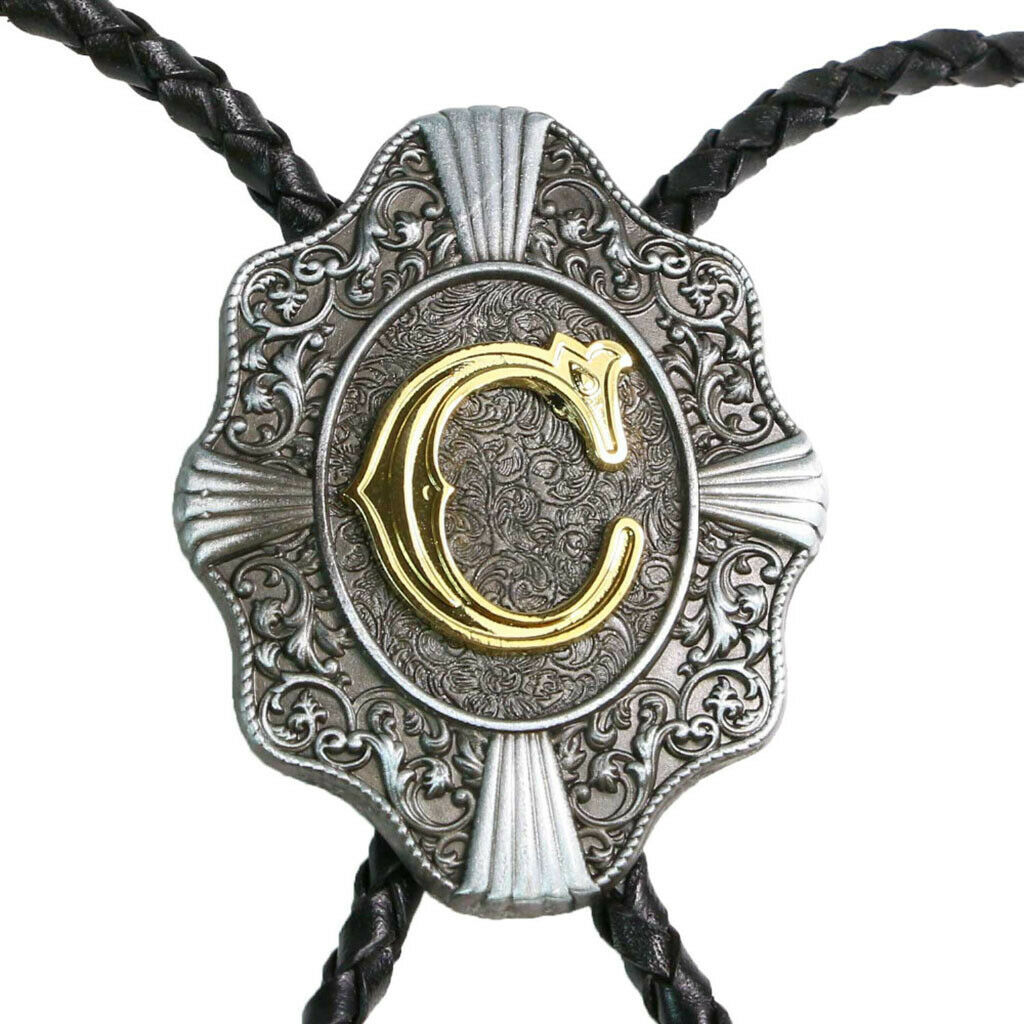 3 Pieces Initial Letter A C D Western Cowboy Rodeo Bolo Tie man Ornaments