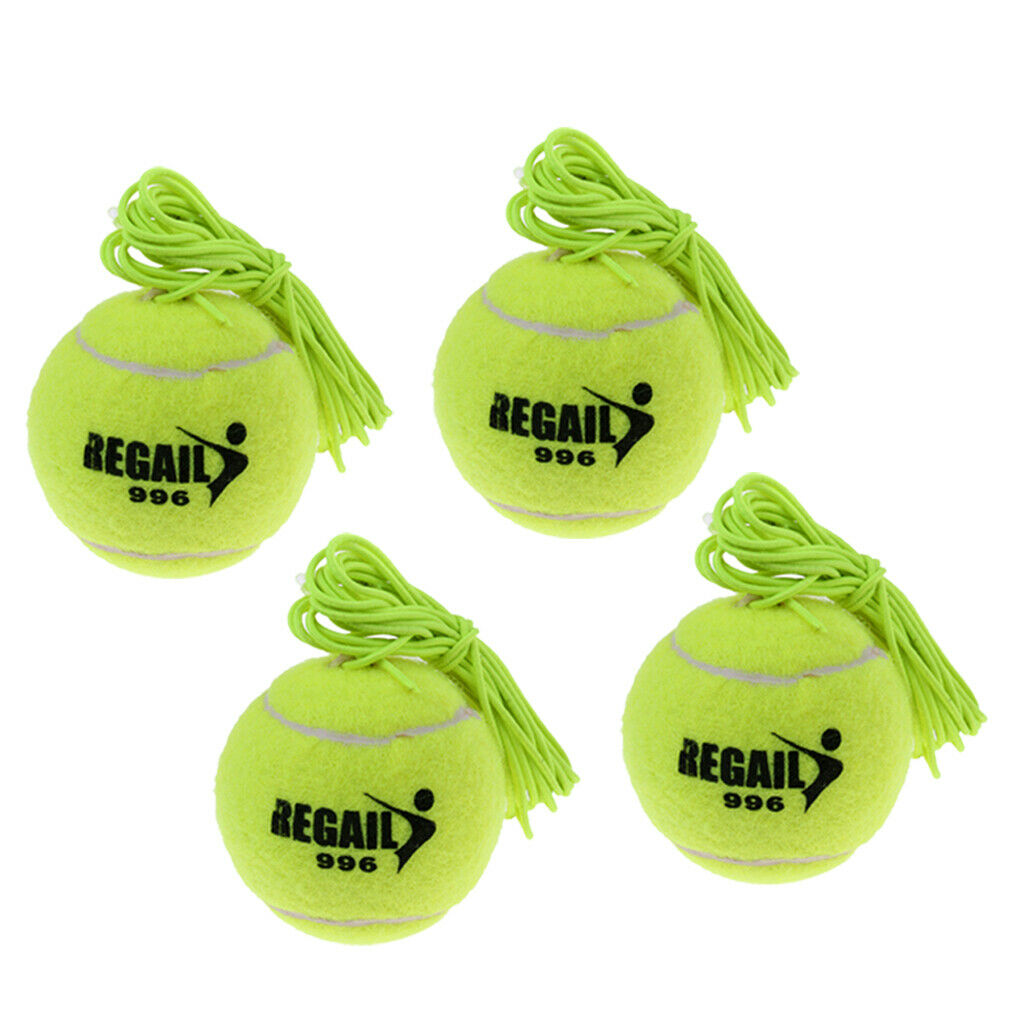Set of 4 Professional Tennis Balls& Elasctic Cord Replacement for Tennis Trainer