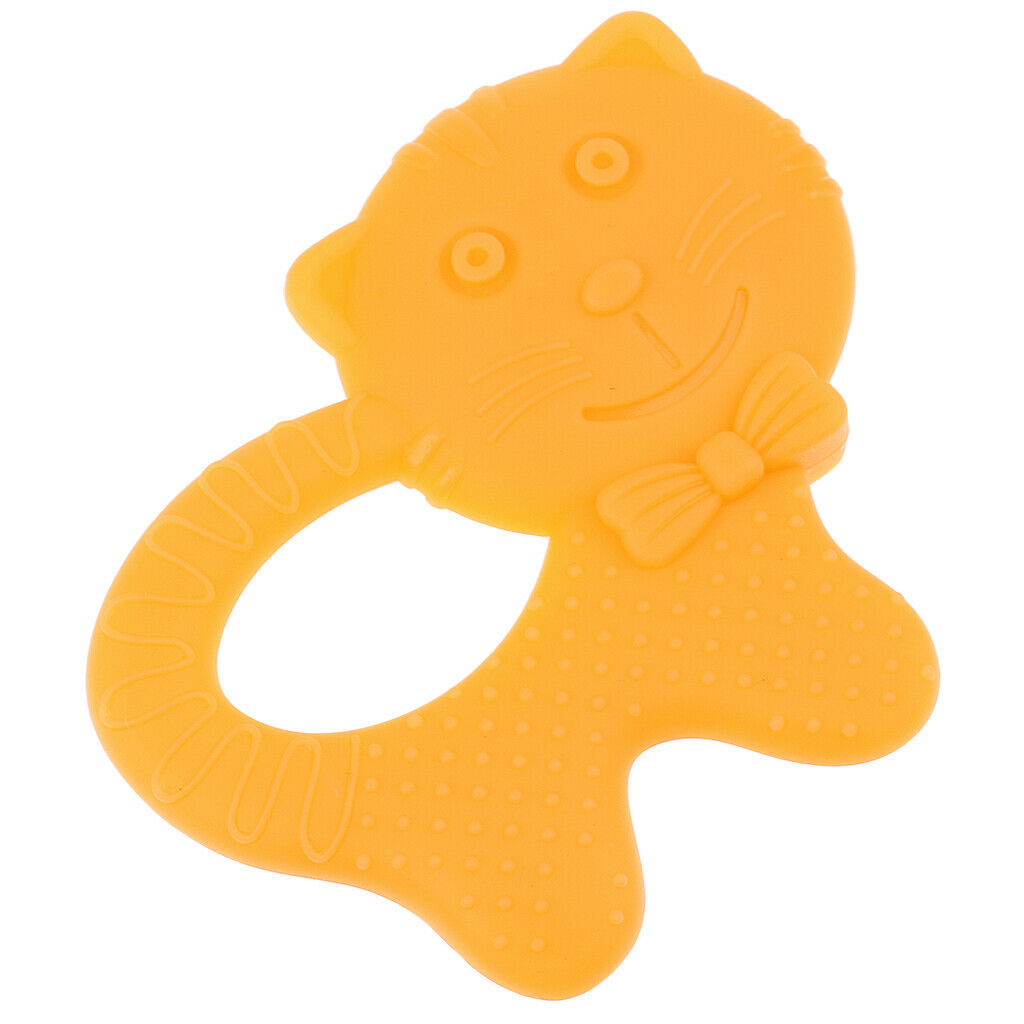 Babies Infants Safe Teething cartoon Toys Silicone Molar Rod  Orange Cat