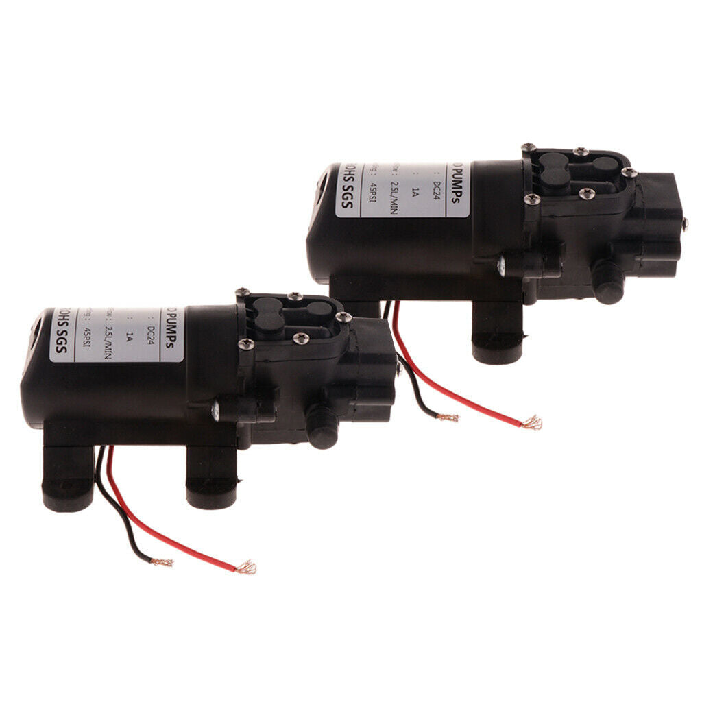 2x 24v DC Water Pump Diaphragm Water Sprayer for Sink Car Wash Toilet Black