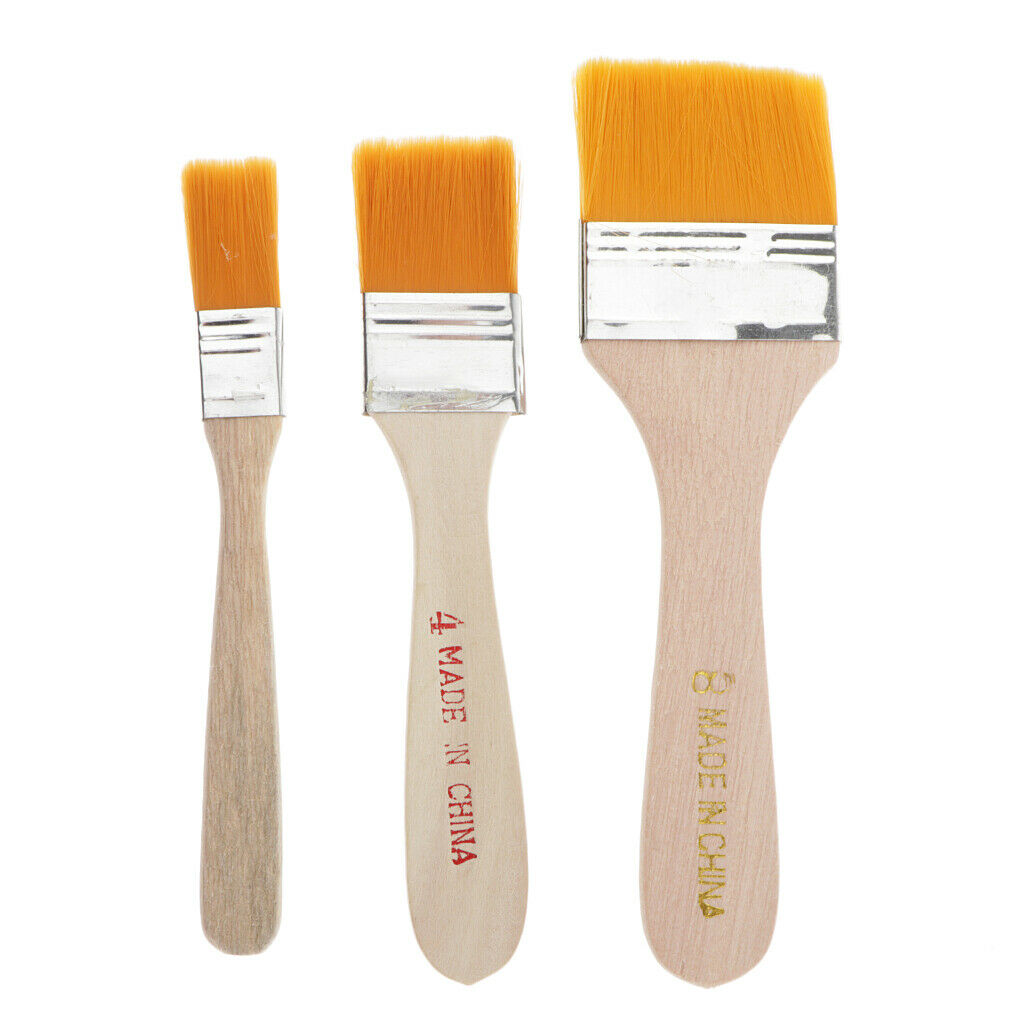 3x wooden handle nylon hair brush for artist kids drawing painting Tool