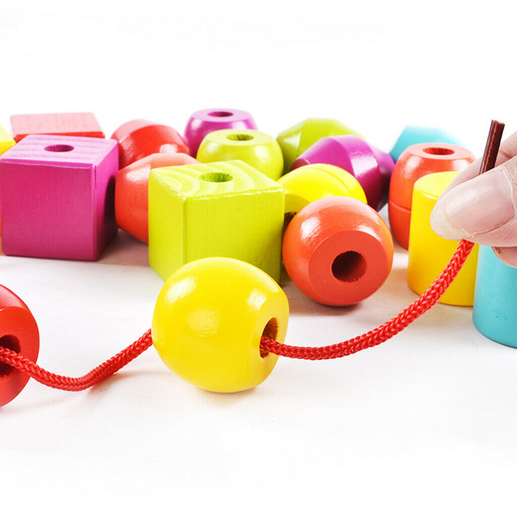 Wooden Lacing Beads Threading for Toddlers Lacing Toys Christmas Girls