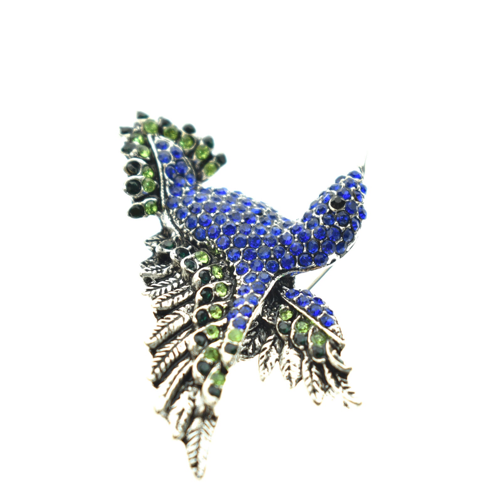 Luxury Handcrafted Rhinestone Blue Green Hummingbird Brooch Pin Jewelry Gift