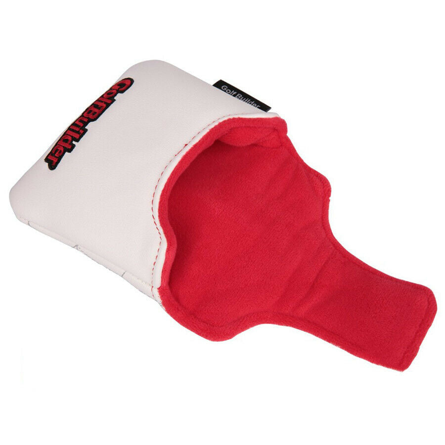 White Square Mallet Putter Head Cover Magnetic Spider Embroidery For Golf Club