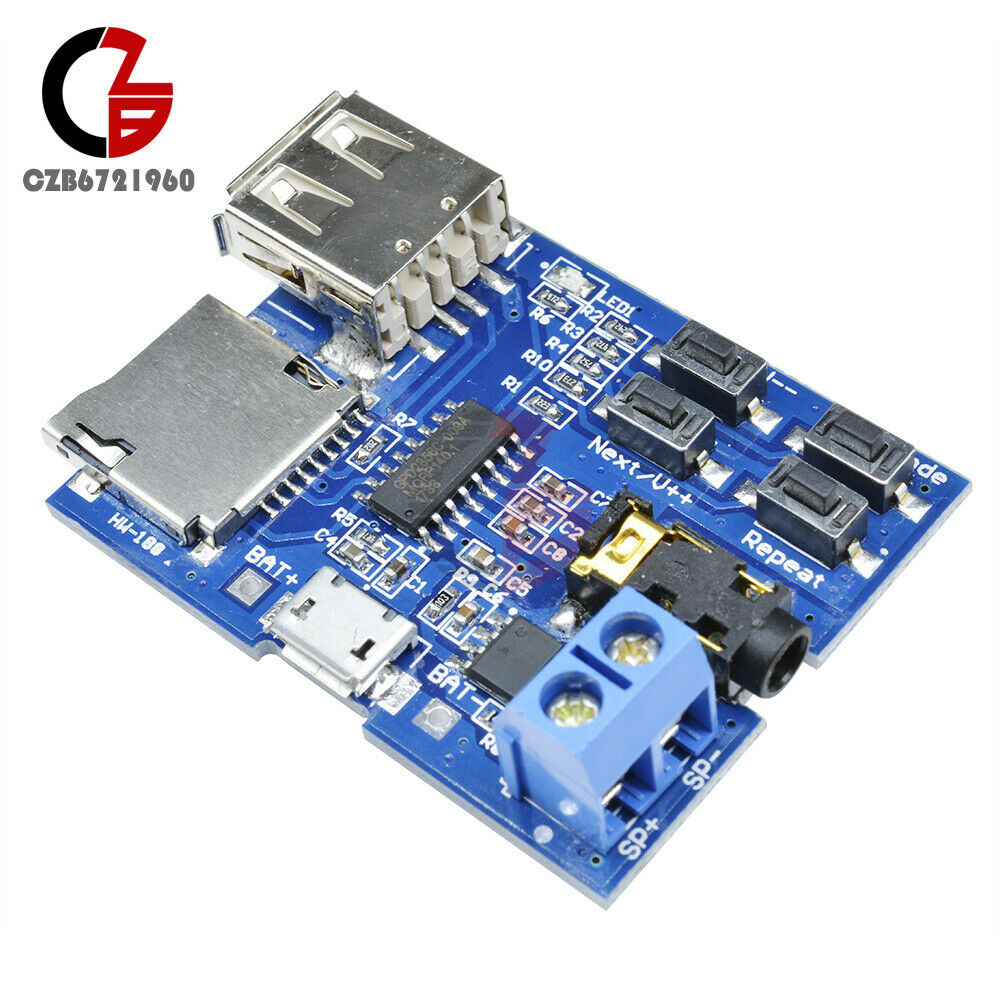 2PCS 3W MP3 Decoder Board Micro USB TF Card Audio Player Mono Amplifier Decoding