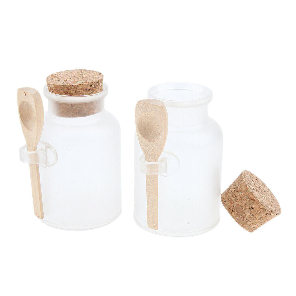 4pcs (100g+200g) Clear Bottle with Corks Empty Bath Salt Vials Jar Container