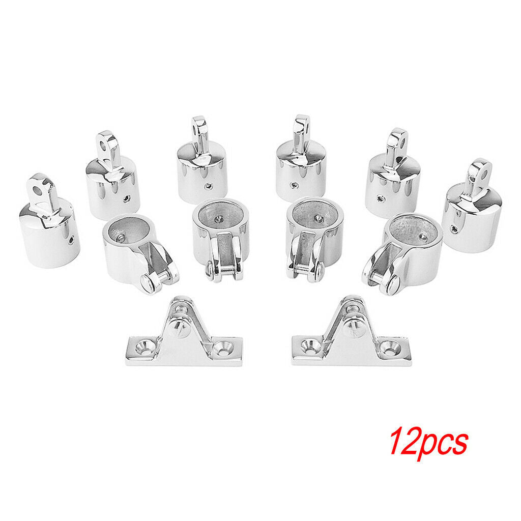 12Pcs/Set 7/8inch 3-Bow Bimini Top Steel Boat Fittings Hardware Set Slide
