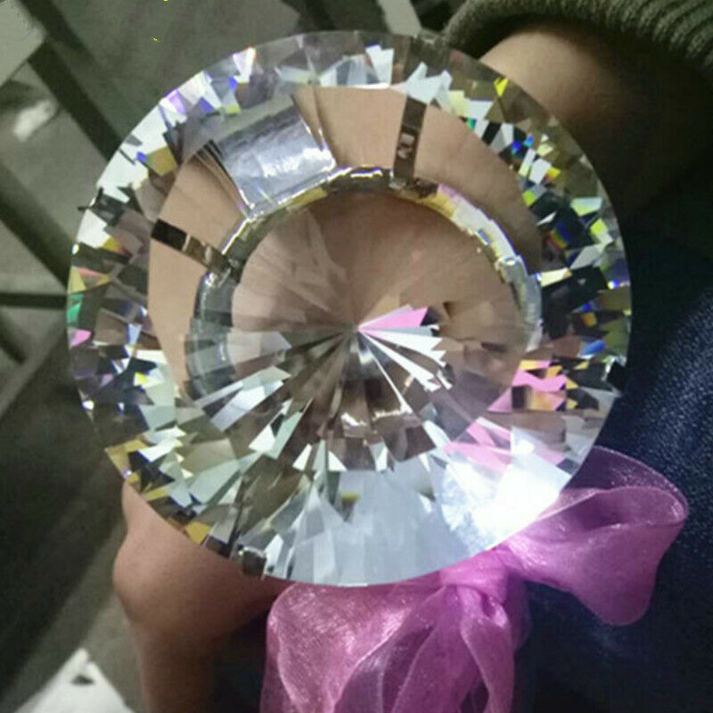 Large 80MM Crystal Oversized Faux Diamond Ring Proposal Wedding Chic Novelty New