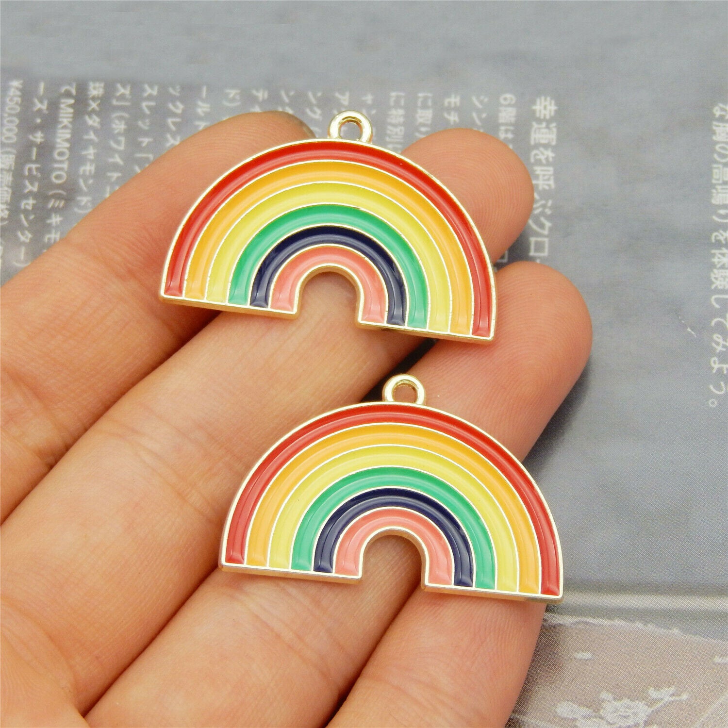 16PCS Multicolor Enamel 32x20mm Rainbow Bridge Charms Pendant Jewelry DIY Crafts