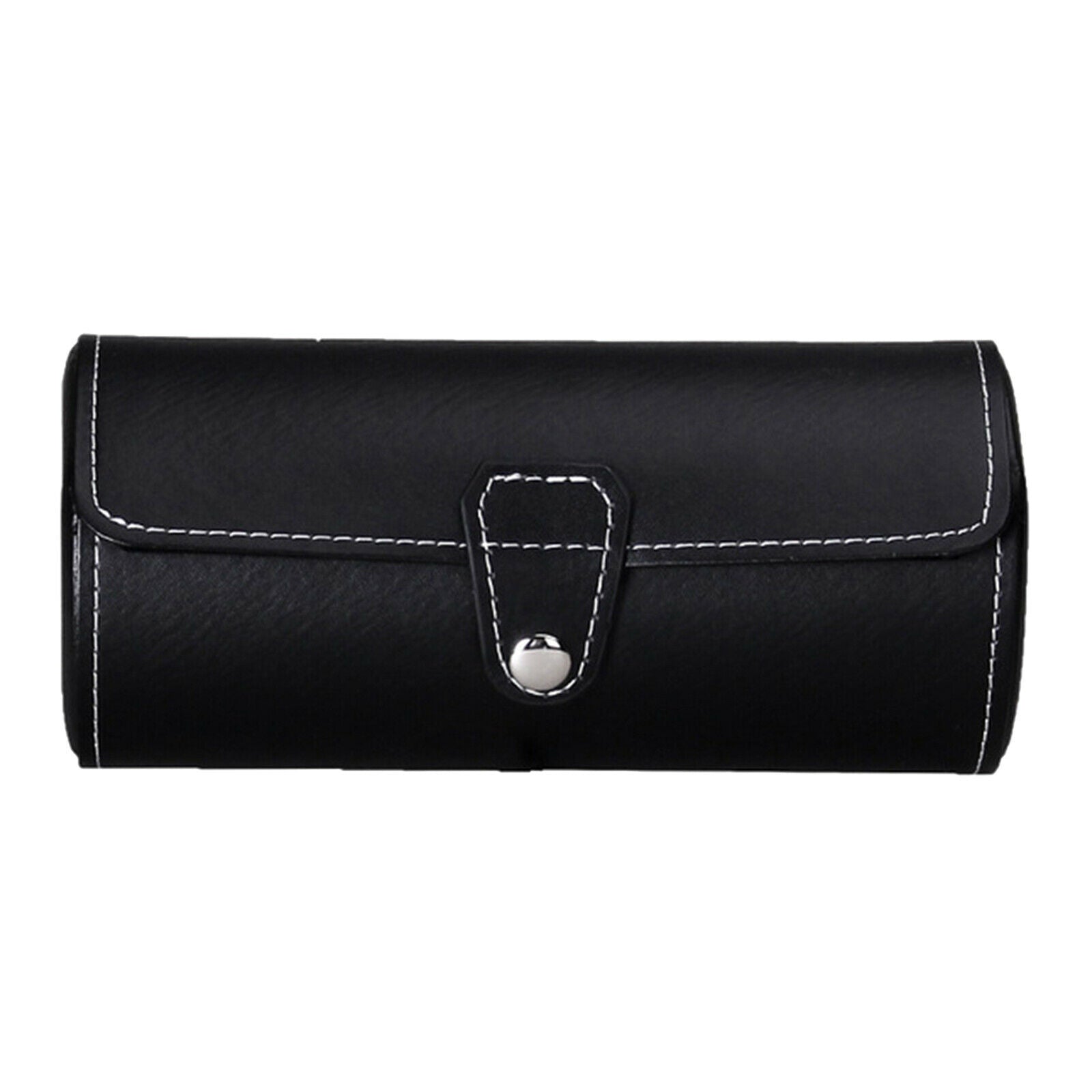 Stylish 3Slot PU Watch Roll Container Box for Wristwatch Holder Black