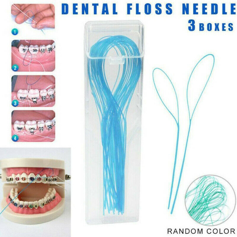 105 pc Dental Floss Threaders Simple Loop + Case For Braces Bridges Impla.l8