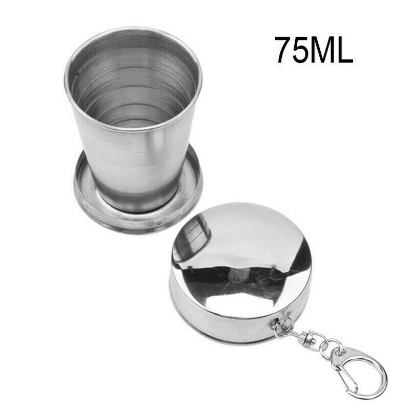 75ML Mini Mug Collapsible Cup Folding Stainless Steel Camping Telescopic