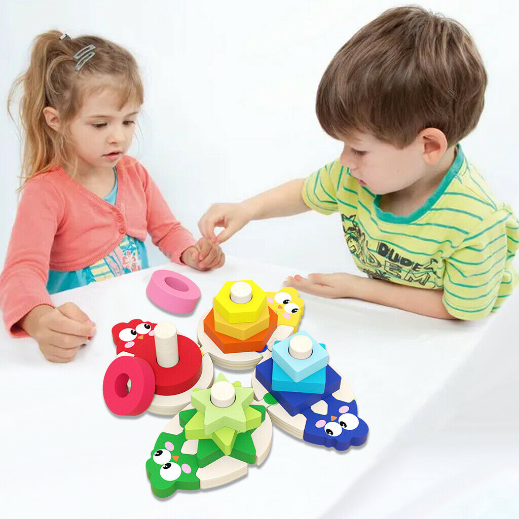 Baby Montessori Geometric Stacker Building Toddler Learning Educational Toys