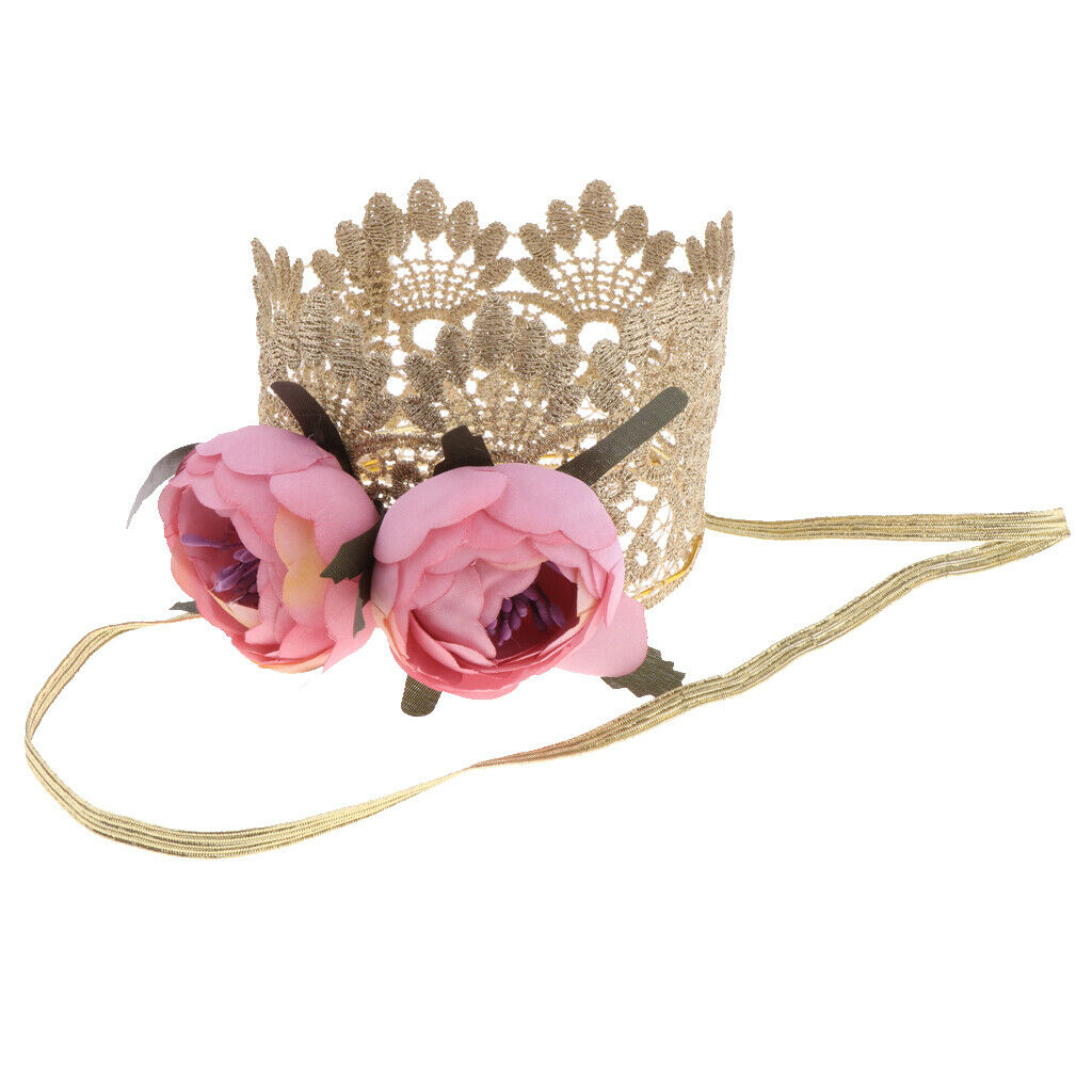 Cute Crochet Lace Flower Head Band Crown Baby Girl Toddler Hair Tiara
