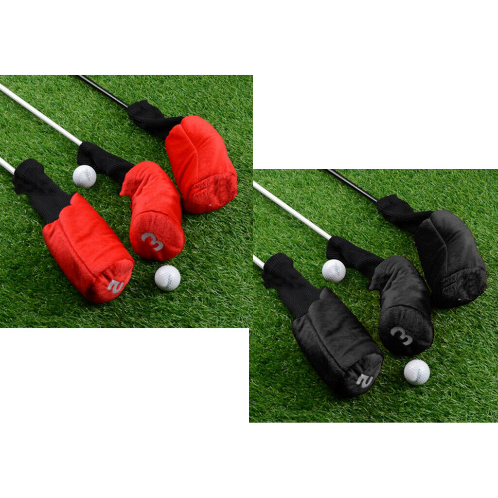 6pcs Golf Club Cover Wood Headcover Protector Long Neck Socks Sleeve Bag