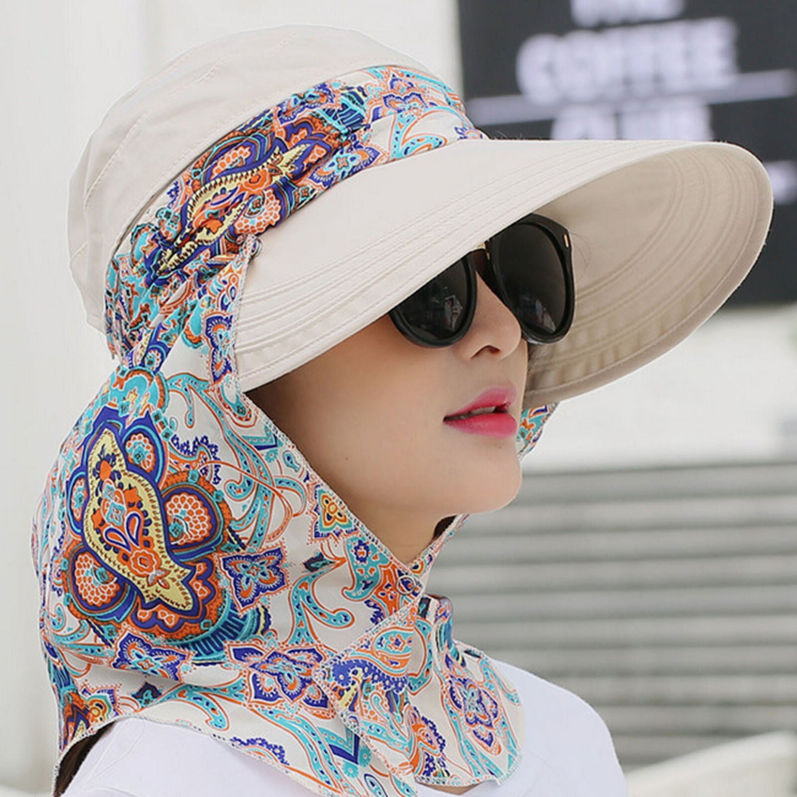 Women Foldable Anti-UV Sun Hat Face Protection Hats Wide Big Brim Summer