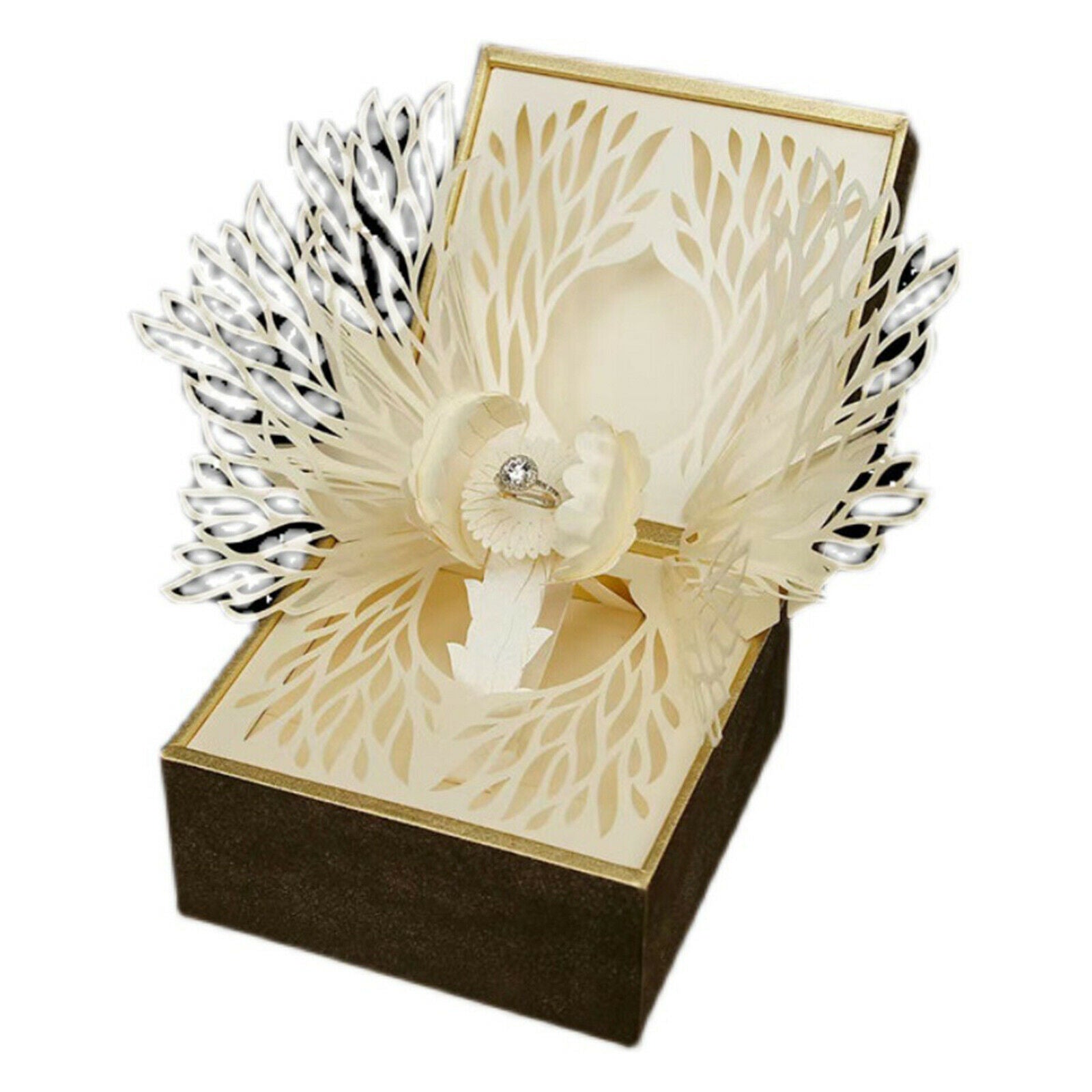 Ring Box Petal Paper Carving Ring Box for Wedding Suprise Proposal