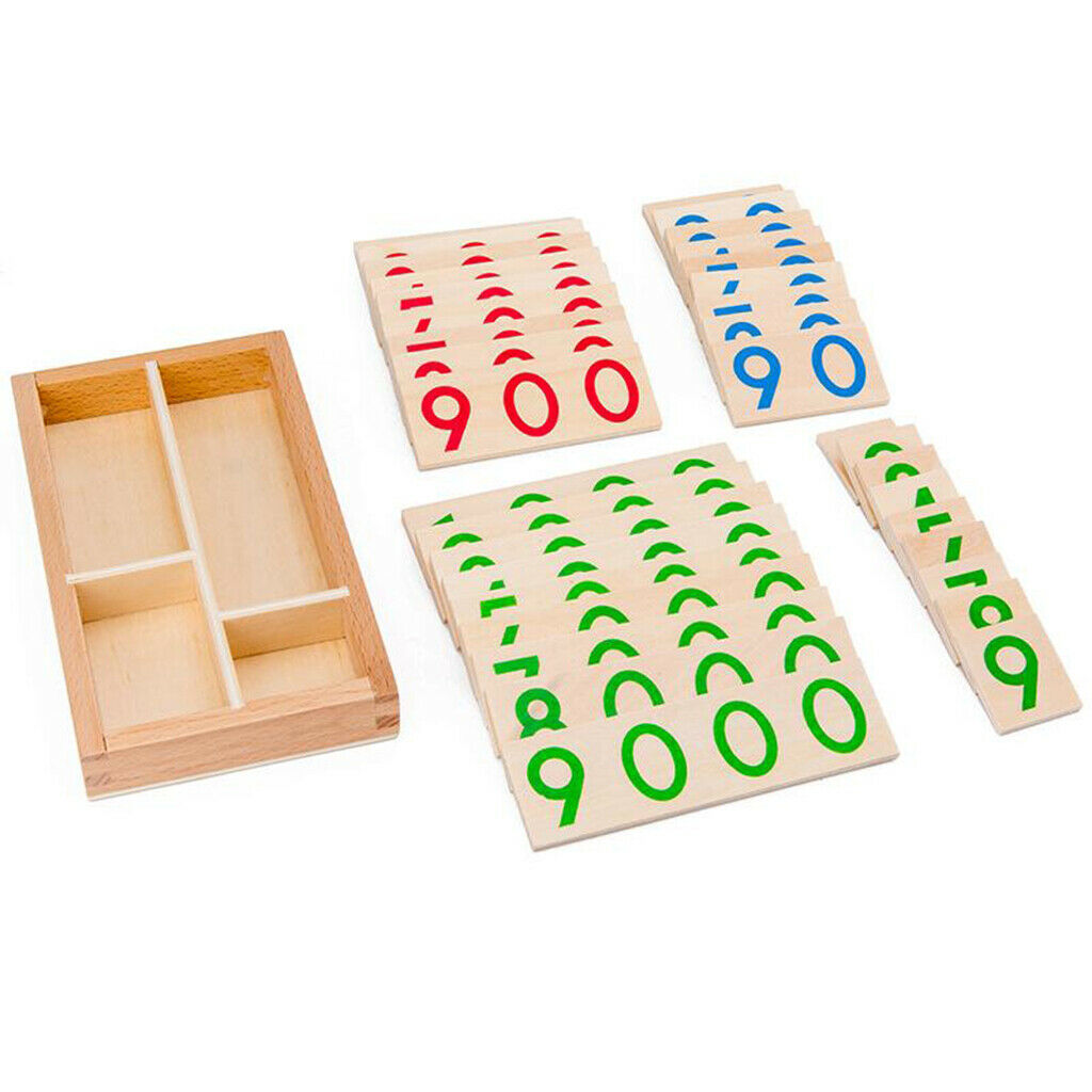 Wooden 1-9000 Number Card Counting Educational Montessori Activity Kids Gift