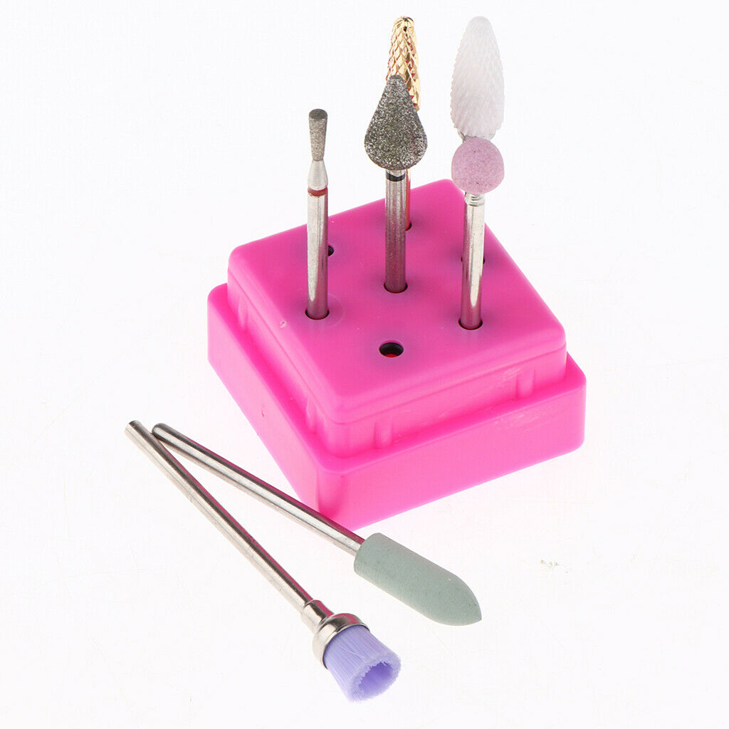 7Pcs Cuticle Clean Ceramic Nail Files Drill Bits Electric Polishing Head 05