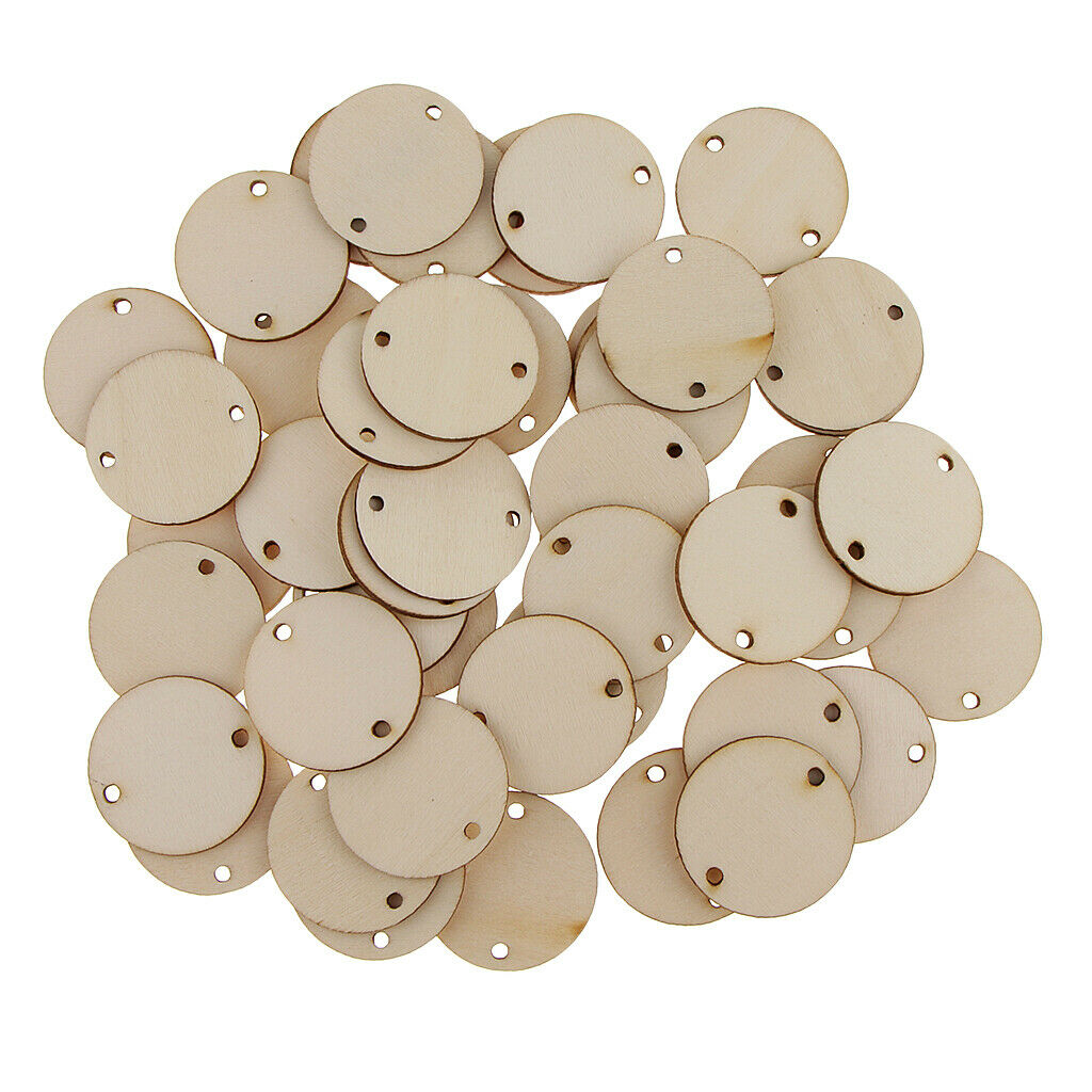 200 Pieces Round Wood Pieces, Wooden Circles Discs WITH HOLES for Home