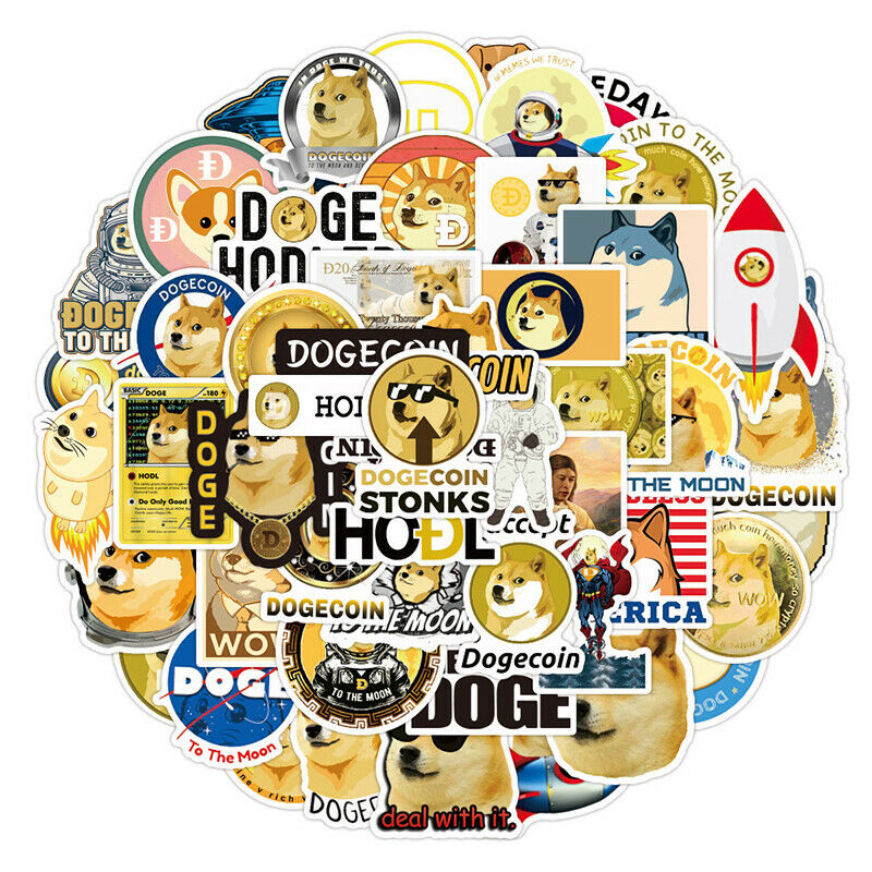 53pcs/Pack Dogecoin Commemorative Coin Stickers For Motorcycle Notebook C.l8