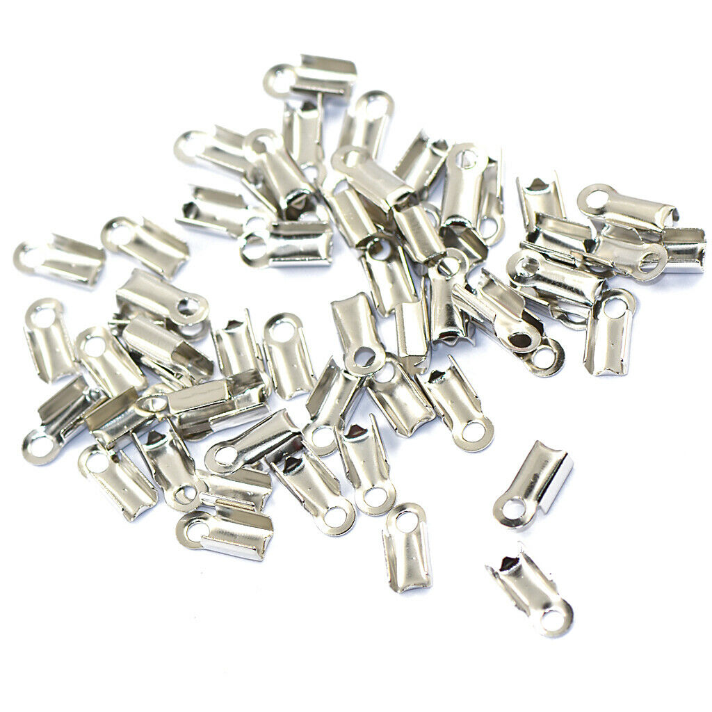 300pcs Metal Folding End Crimps Tips Cord   Jewelry Findings 10x4.5mm
