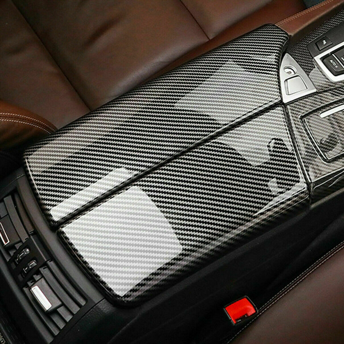 Center Console Armrest Cover Lid Carbon Fiber For BMW F10 528i XDriver 2011-2016