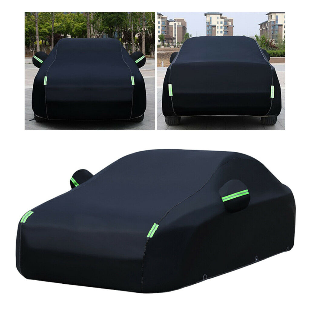 Full Car Cover Breathable Dustproof Windproof for Sedan Wagon 1 Layer Black