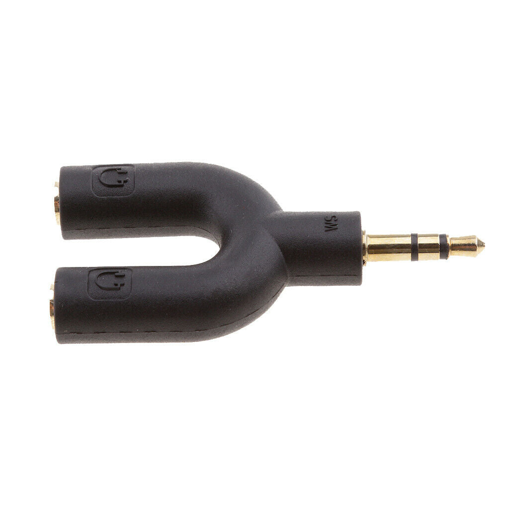 2 Sets 3.5mm Headphones Double Jack Male to 2 Female Splitter Adapter Black with