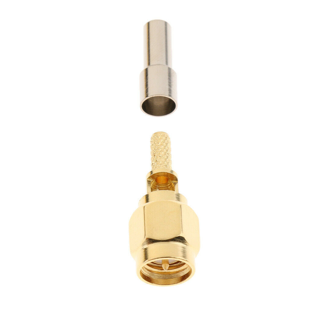 10 Pack SMA Male Plug Crimp Straight RF Coax Connector for RG316 RG174 LMR100