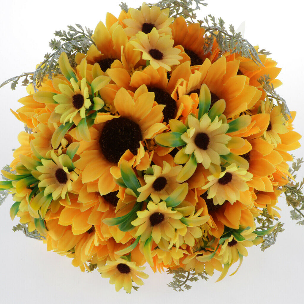 Artificial Sunflower Bouquet Wedding Bridal Holding Flowers Party Office