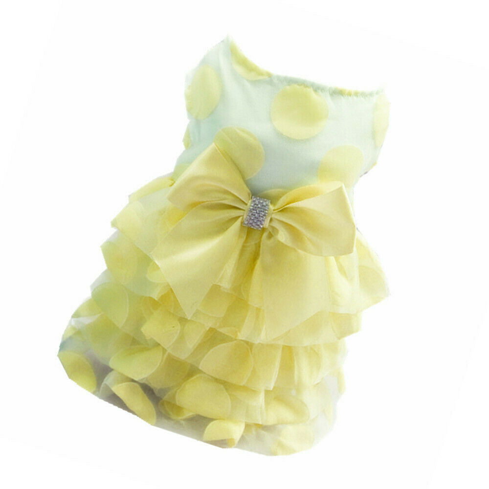 Fashionable Pet Dog Cat Korean Style Fancy Dress Wedding Costume Yellow