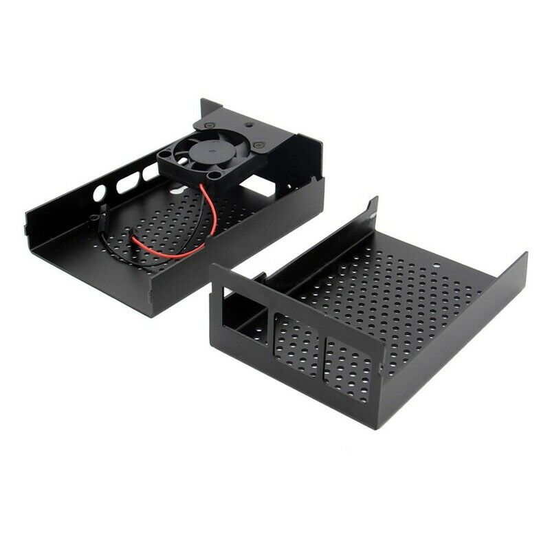for Raspberry Pi 4B Aluminum Metal Case with Cooling Fan Porous Radiator forK7R7