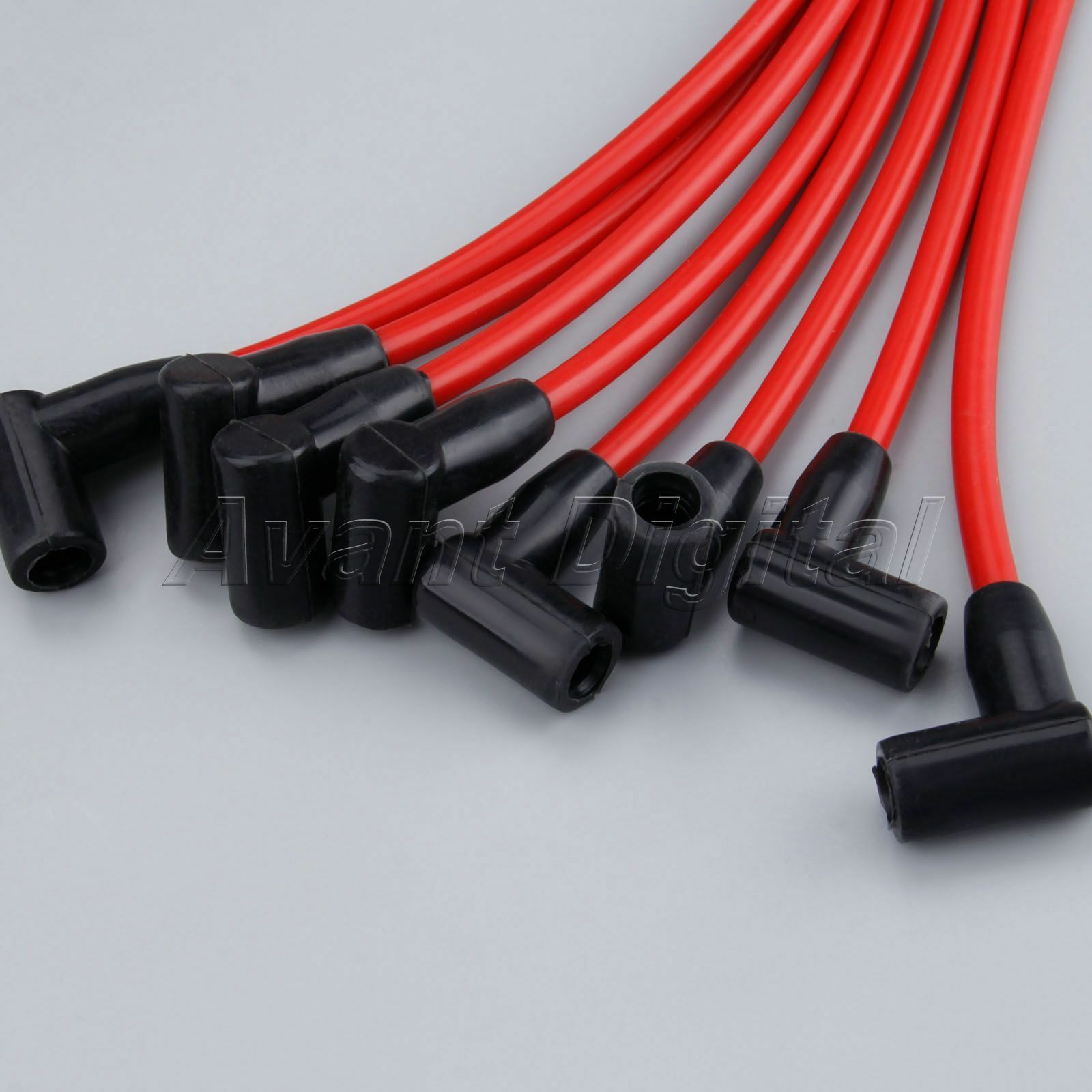 8Pcs 8mm Red Spark Plug Wires Set for CHEVY 265 305 327 350 400 Over Valve Cover