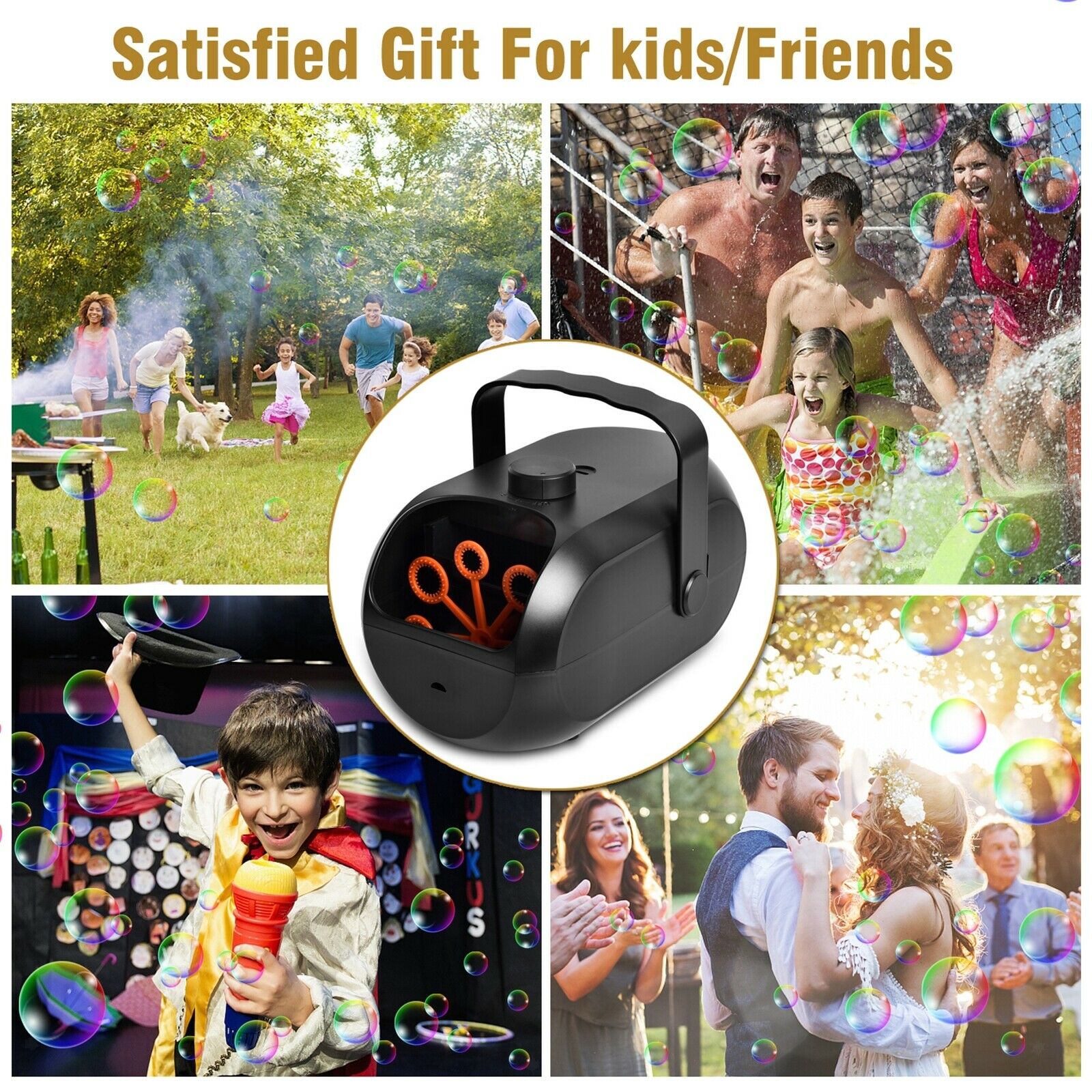 Portable Automatic Bubble Maker 2 Speed for Kids USB Charging