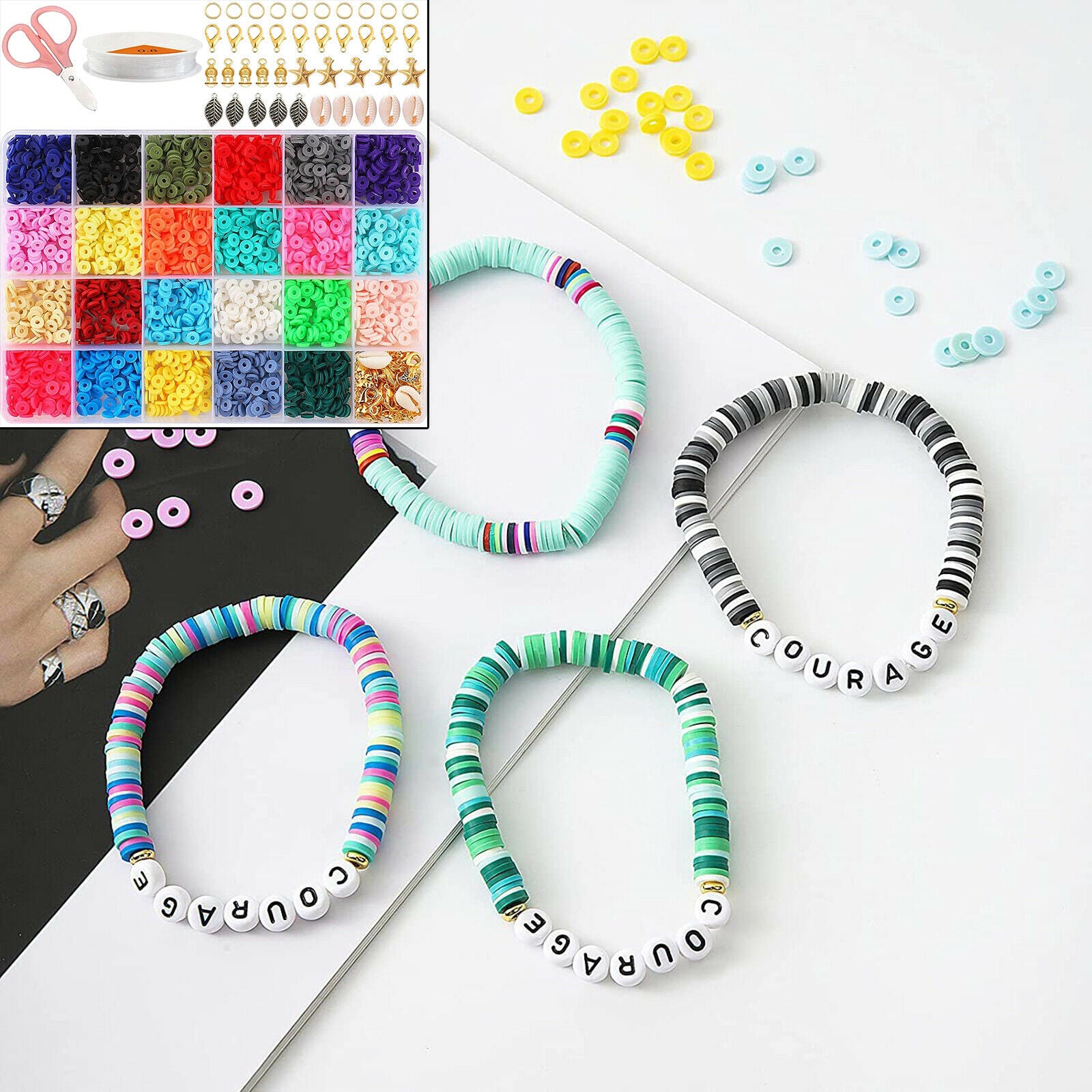 Flat Polymer Clay Beads Loose DIY Necklace Bracelets Jewelry Making Finding