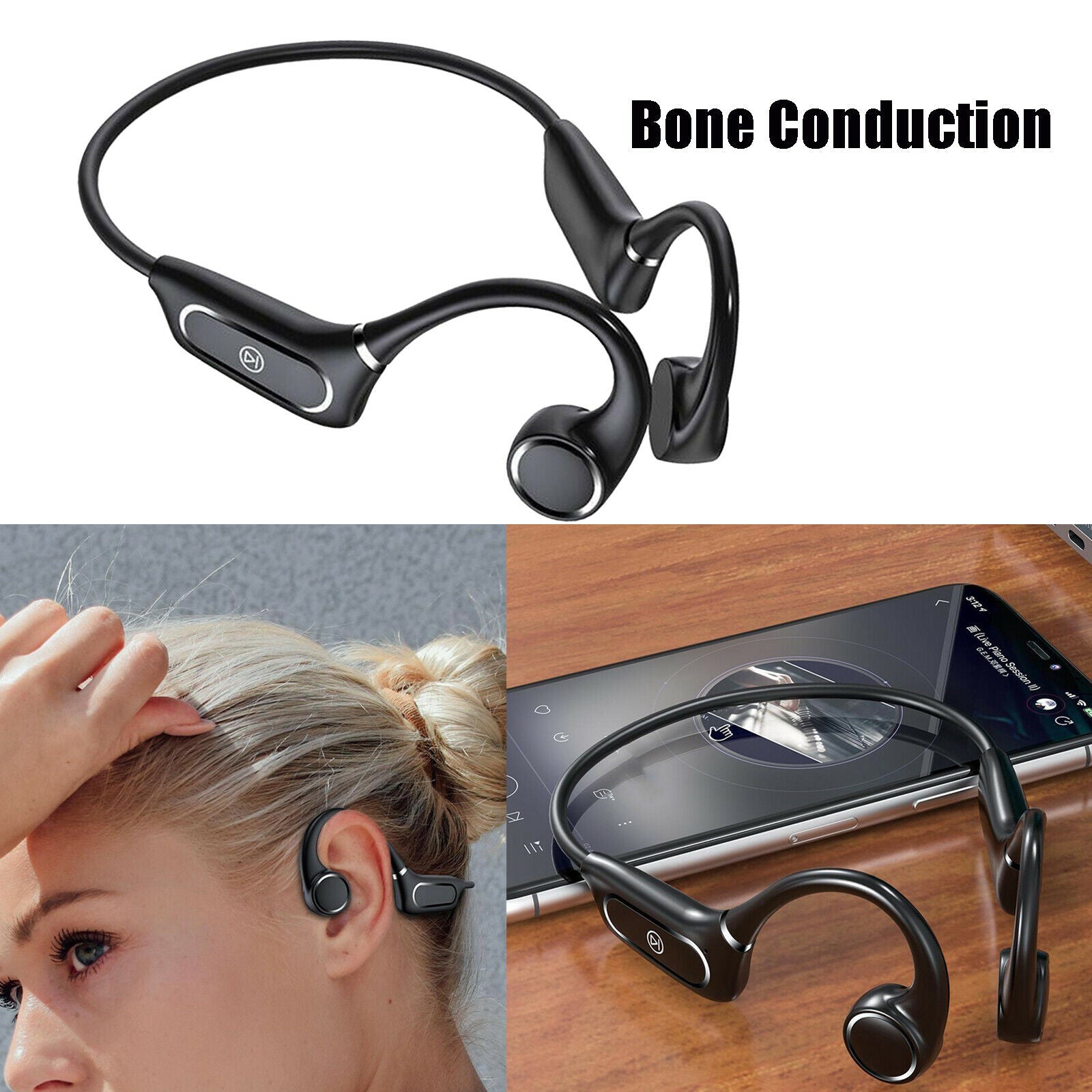 Bluetooth Wireless Bone Conduction Headphones Stereo Sport Wireless Earbud