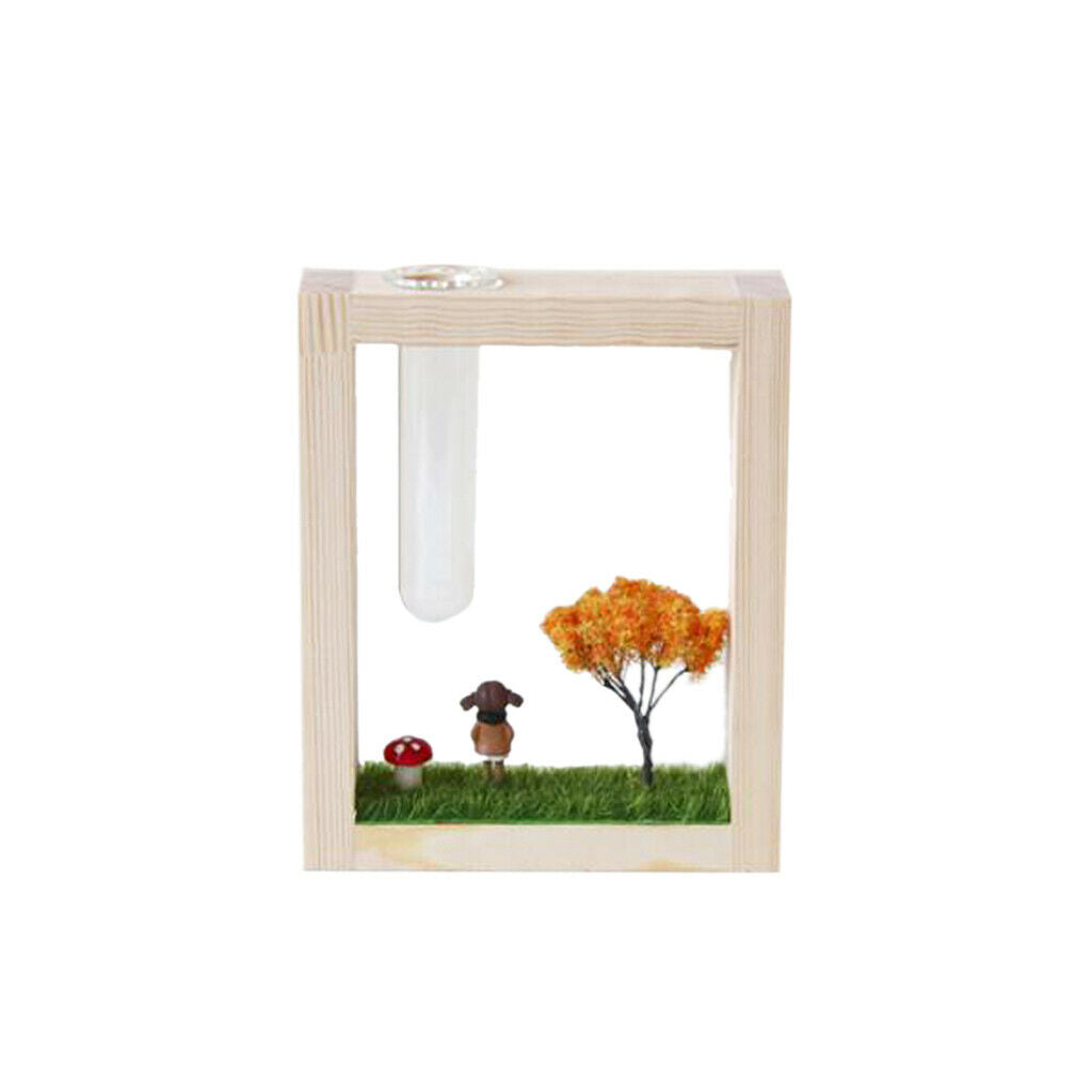 Hanging Micro landscape Test Tube Flower Vase Hydroponic Vase In Wood Stand A
