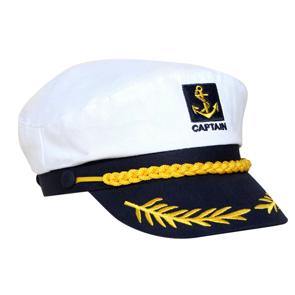 Adjustable Navy Marine Yacht Boat Ship Sailor Captain Fancy Costume Hat Cap C Lt