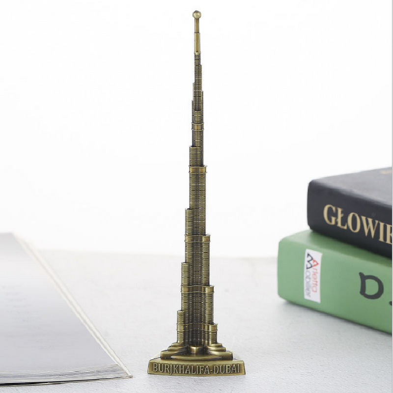 Alloy Dubai Halifah Tower Landmark Building Home Decor Handmade Gifts Bronze