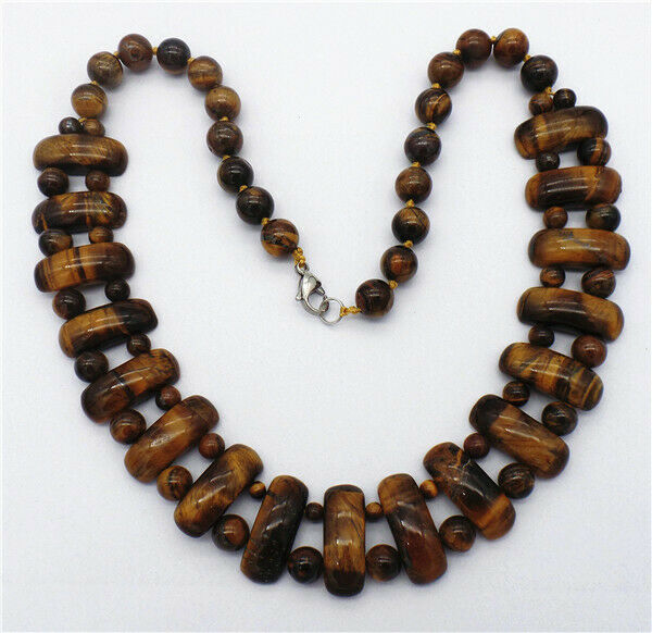 1 Strand 25x10x8mm Brown Tiger Eye Gem Handmade Rectangle Beads Necklace HH7360