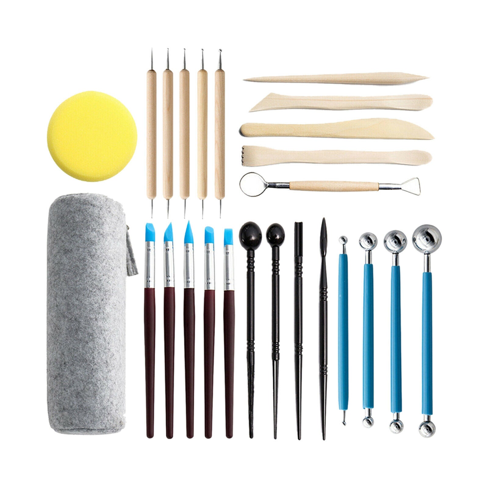 25Pcs Sculpting Tools with Pouch for Polymer Clay Pottery Ceramic Art Crafts