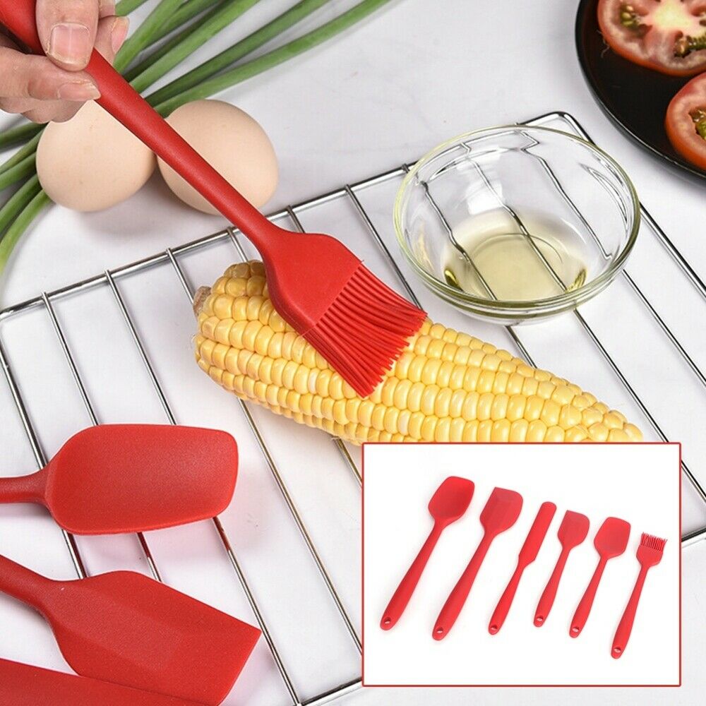 6pcs Spatula Set Non Stick Silicone Heat Resistant Baking Kitchen Utensils Tools