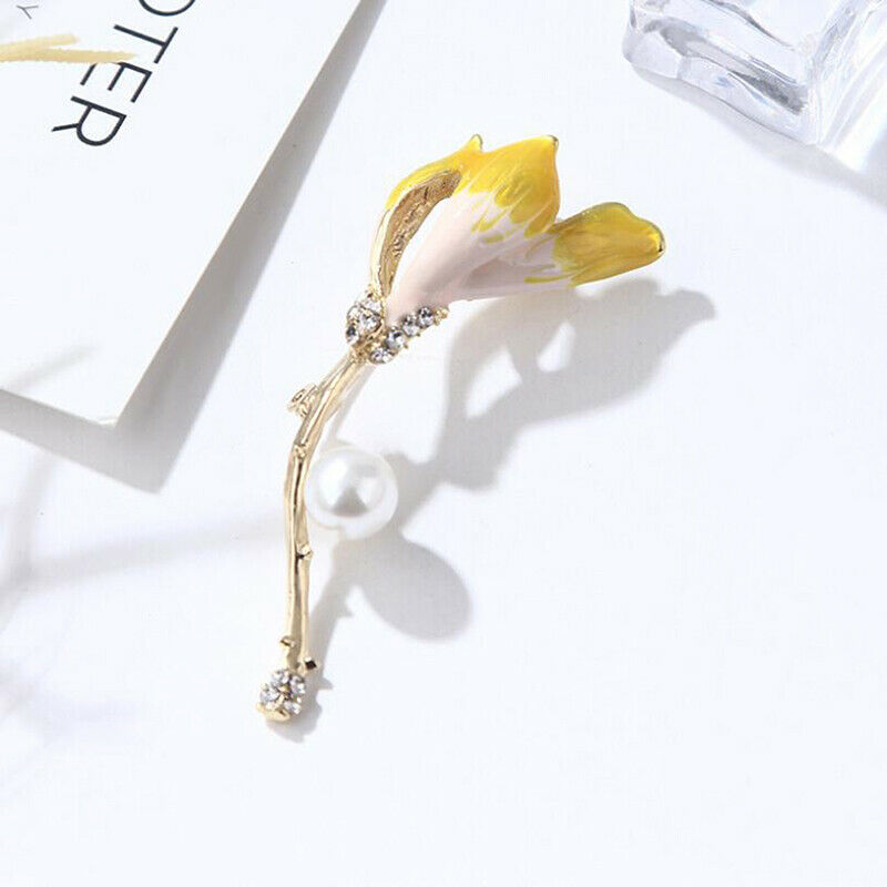 Fashion Enamel Tulip Flower Brooches Scarf Pins Weddings Office Party Jew.l8