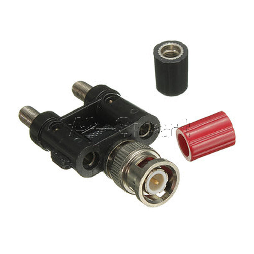 1pc Adapter BNC male plug to two dual 4mm Banana binding female connector