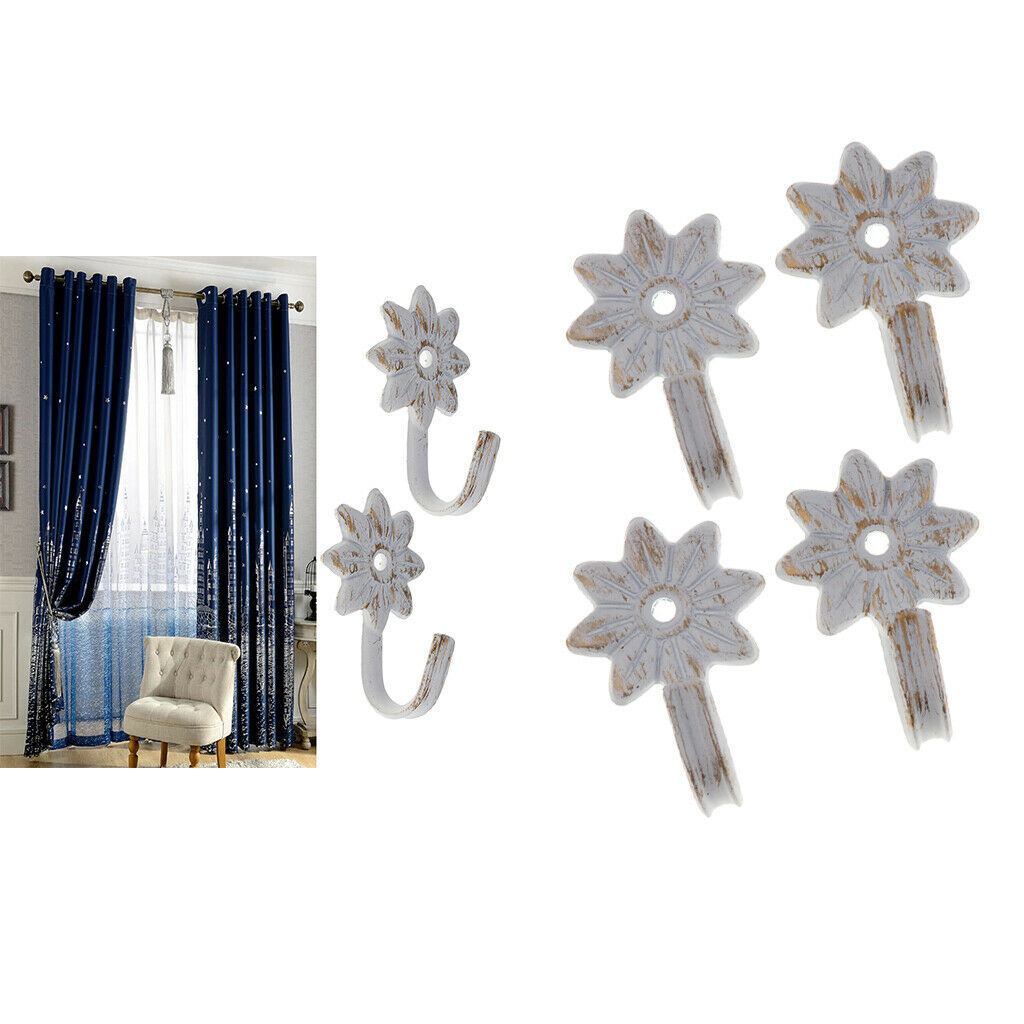 4x Curtain Tie Back Hooks Window Blind Tiebacks Hanger Holder Type 1 - 004