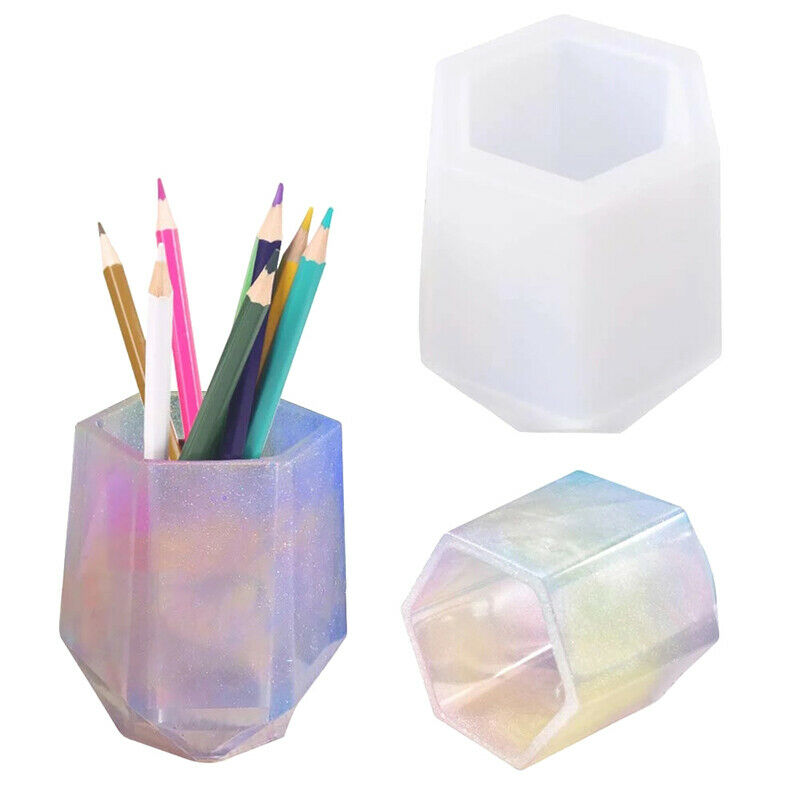 Diy Cup Silicone Mold Pen Holder Shape Epoxy Mold Hexagon Rround Mol.l8