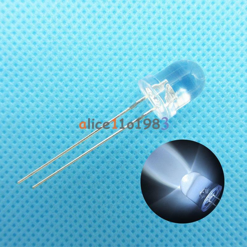 100PCS Round 8MM White Water Clear LED Light Diodes Leds Lamp Bulb Kit