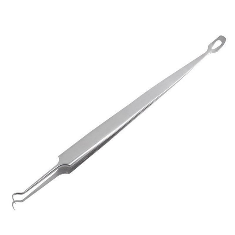 Stainless Steel Double-End Curved Blackhead Remover Tweezers Acne Extractor Clip
