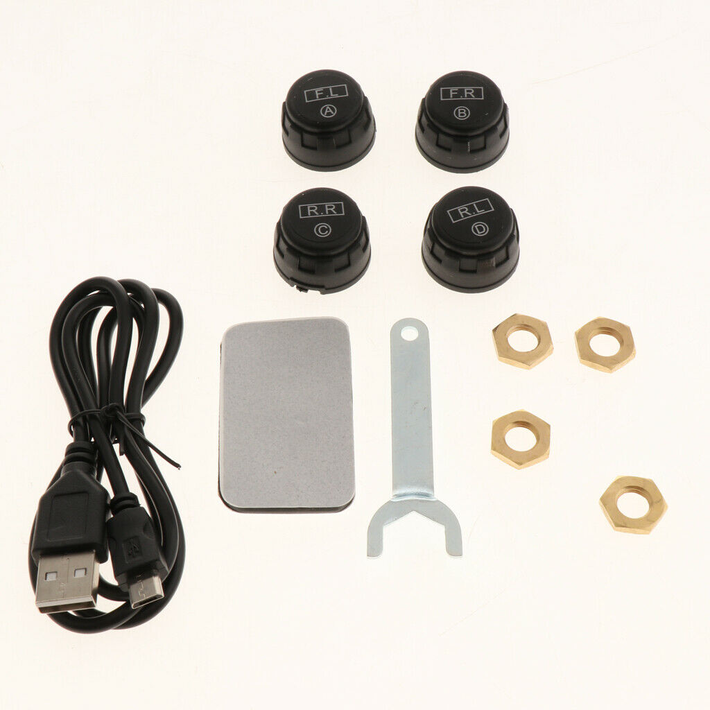 Solar Power Car Auto TPMS Tire Pressure LCD Monitor System Wireless + 4 Sensors